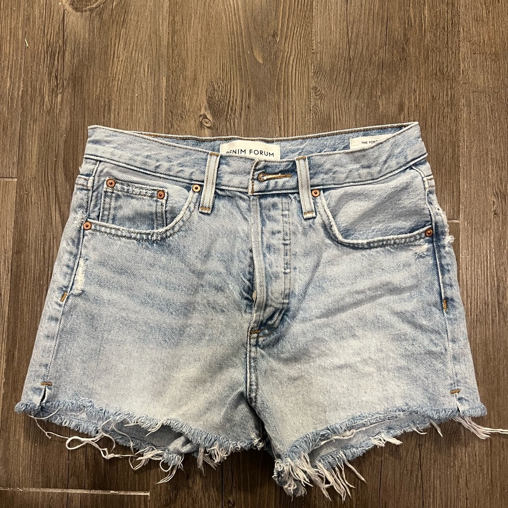 Aritzia/ Denim Forum Light Blue Jean Shorts - Picture 2 of 4